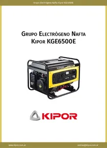 Grupo Electrógeno Nafta Kipor KGE6500E - Ficha Técnica