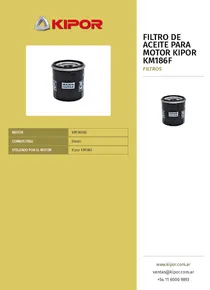 Filtro de Aceite para Motor Kipor KM186F - Folleto