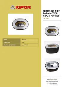 Filtro de Aire para Motor Kipor KM186F - Folleto