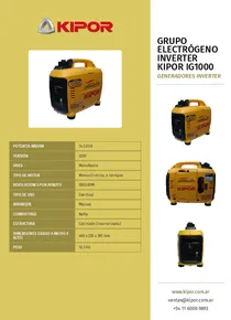 Grupo Electrógeno Inverter Kipor IG1000 - Folleto