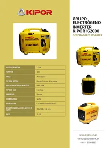 Grupo Electrógeno Inverter Kipor IG2000 - Folleto