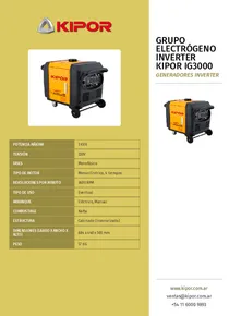 Grupo Electrógeno Inverter Kipor IG3000 - Folleto