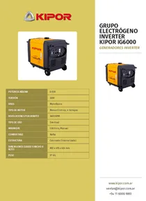 Grupo Electrógeno Inverter Kipor IG6000 - Folleto