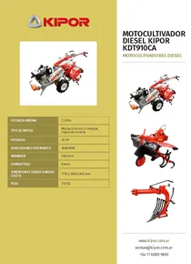 Motocultivador Diesel Kipor KDT910CA - Folleto