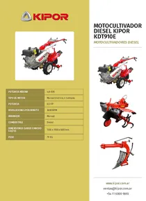 Motocultivador Diesel Kipor KDT910E - Folleto