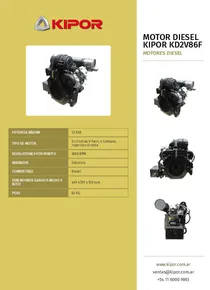 Motor Diesel Kipor KD2V86F - Folleto