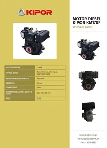 Motor Diesel Kipor KM170F - Folleto