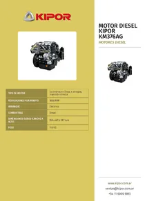 Motor Diesel Kipor KM376AG - Folleto