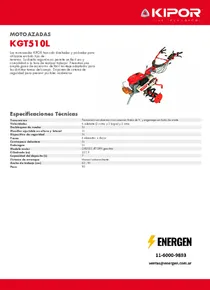 Motocultivador Nafta Kipor KGT510L - Despiece